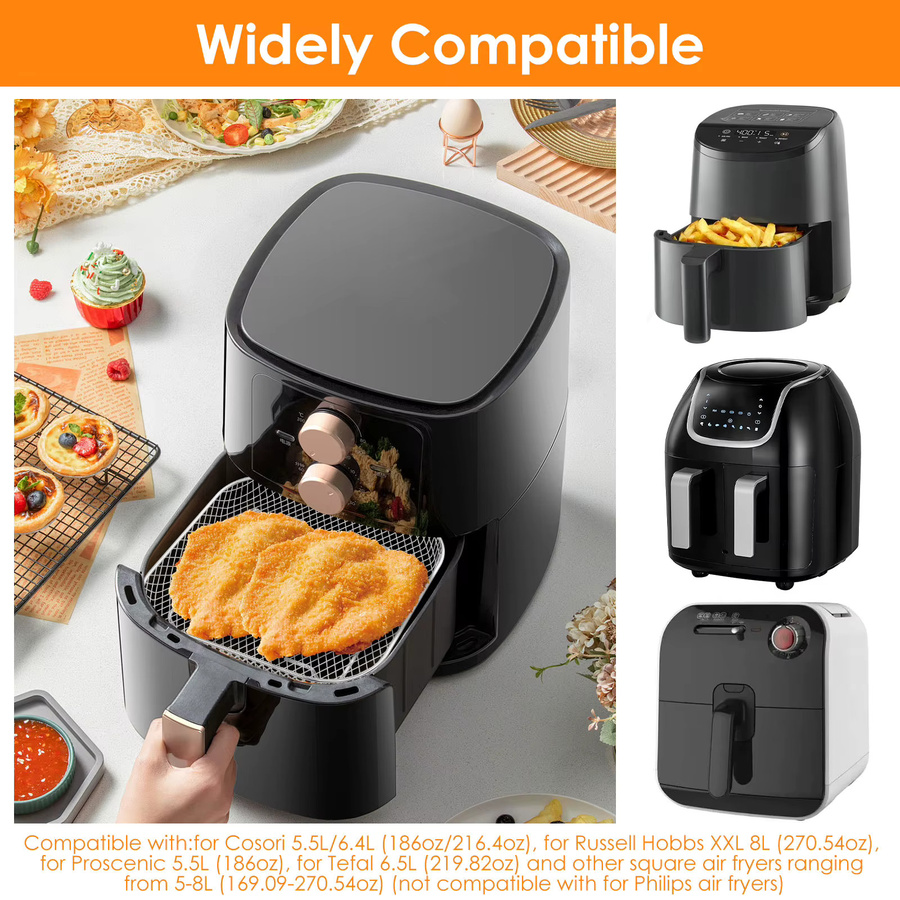 Willstar 3-teiliges Airfryer Zubehör Set aus Edelstahl, runde Stapelbare Racks und Tabletts, Silber - Bild 3