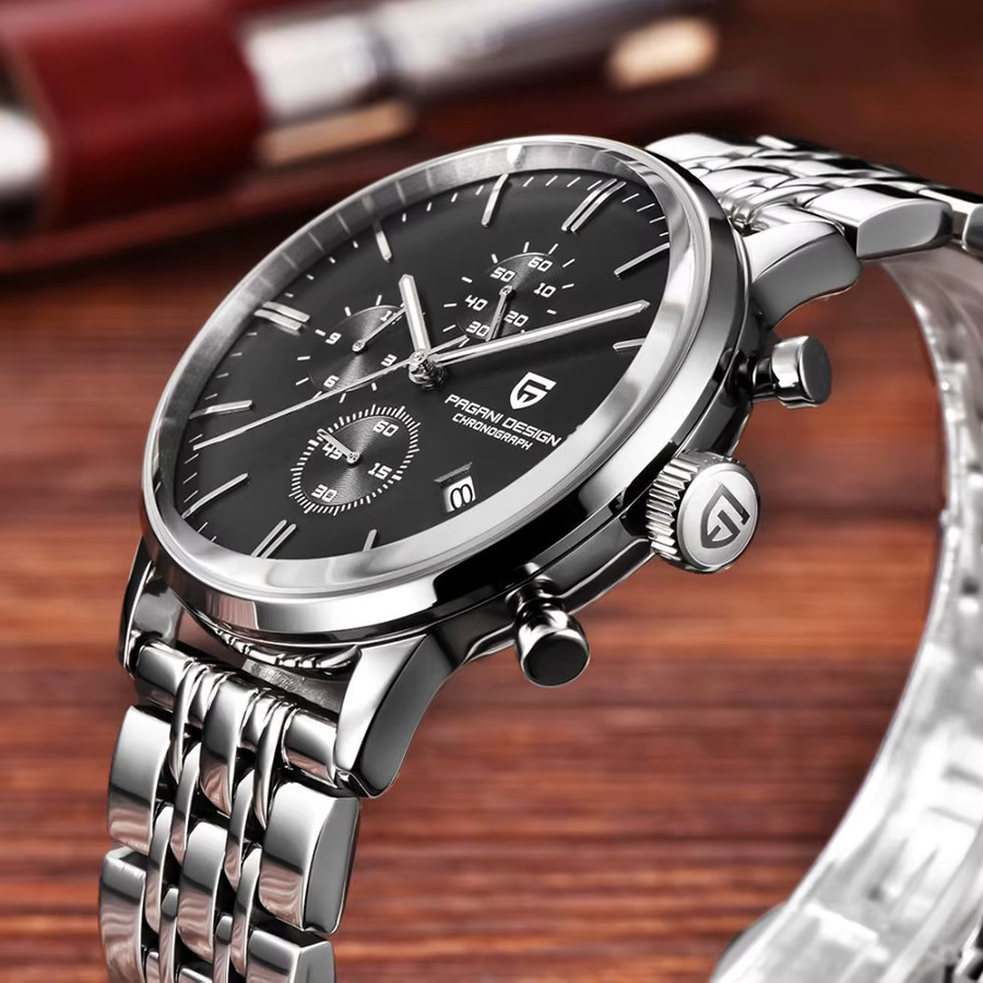 PAGANI DESIGN Armbanduhr, Quarz, Edelstahl, Schwarz, Herren - Bild 5