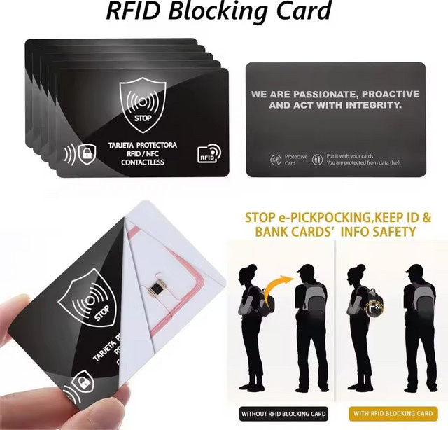 ALLOYSEED RFID Blocking Set zum Schutz von Kreditkarten, Debitkarten und Reisepässen, 5 Stück, Schwarz - Bild 1