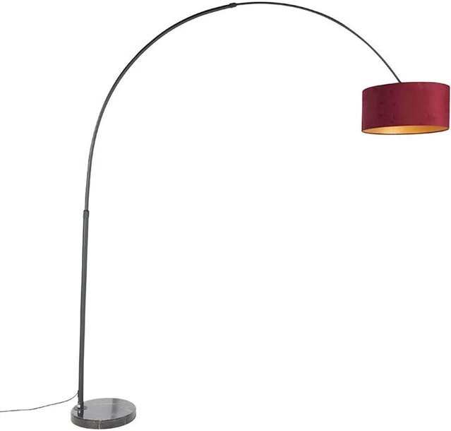 QAZQA Bogenleuchte mit Samtschirm in Rot und Gold sowie Marmorfuß, dimmbar, Höhe: 248 cm, Breite: 150 cm, Tiefe: 50 cm - Bild 1