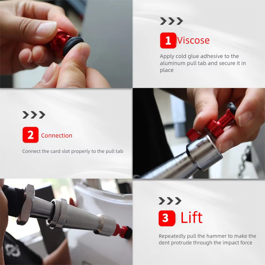 PTE TOOLS Spring Pull Hammer Slide Hammer PDR Werkzeug für Karosseriereparaturen in Silber - Bild 2