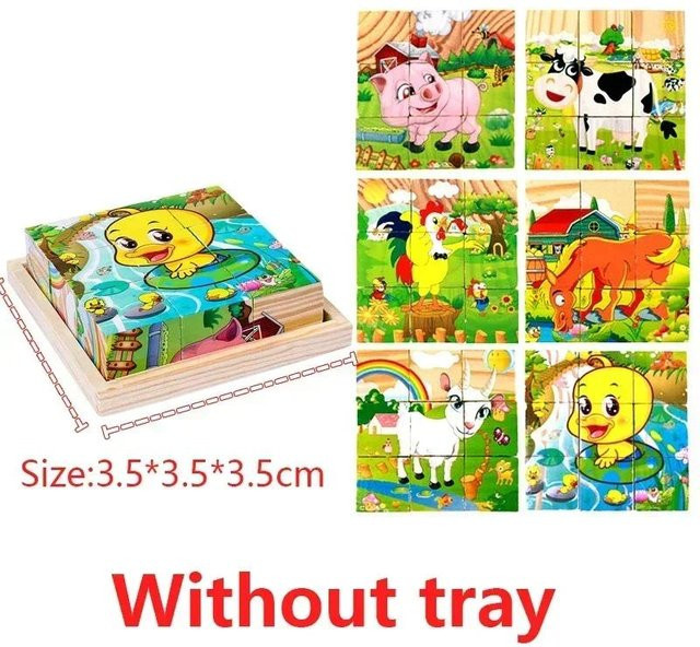 3D-Würfel Holzpuzzle Tiere, 9-teiliges Set, ab 3 Jahren - Bild 1