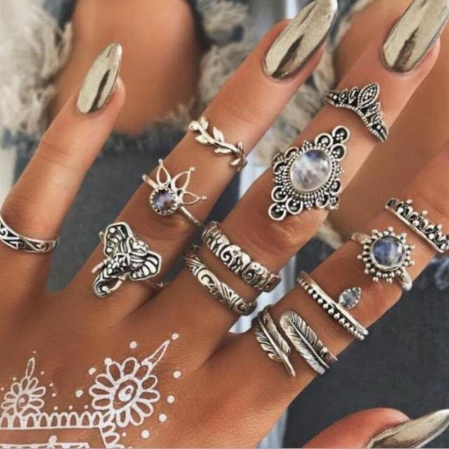 Ring Set Edelstahl, brown, Damen - Bild 1