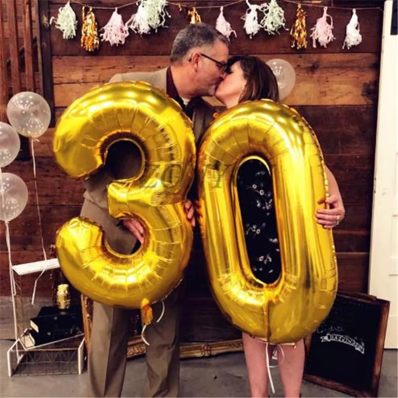 LQZZY Zahlenballons Gold für Geburtstag und Jubiläum, 101,6 cm groß - Bild 3