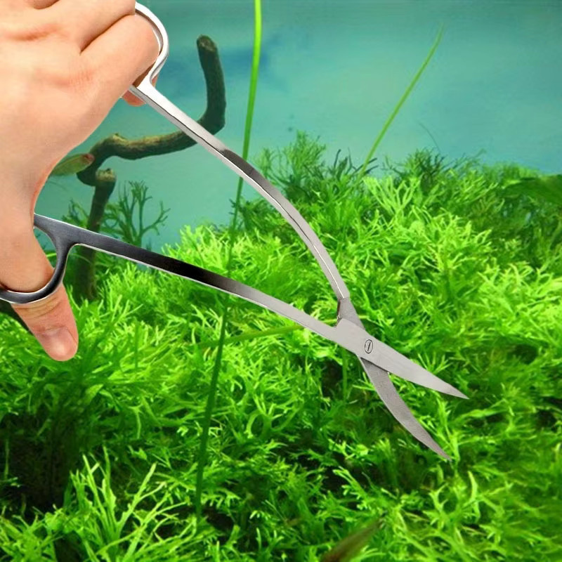 Professionelle Aquarienpflanzenschere aus Edelstahl in Silber für Wasserpflanzen und Wassergras - Bild 2