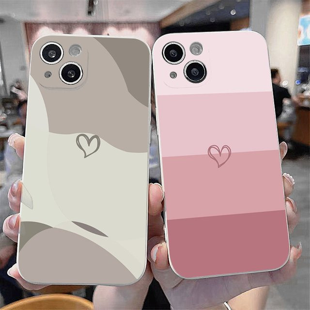 Bunte Liebesherz Silikonhülle für Apple iPhone (verschiedene Modelle), stoßfest, Mehrfarbig/Pink - Bild 1