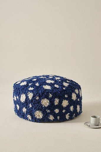 Jotex Pouf CORALLI mit abnehmbarem Bezug in Blau und Multicolour, Boho Design, Zylinderform, Durchmesser: 80 cm, Höhe: 30 cm - Bild 1