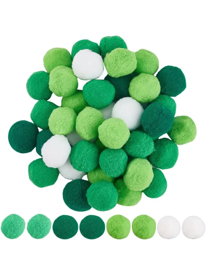 100 Stück grüne Bastel-Pompons aus Polyester, Durchmesser: 25 mm, weiche Mini-Pompom-Kugeln zum Dekorieren - Bild 6