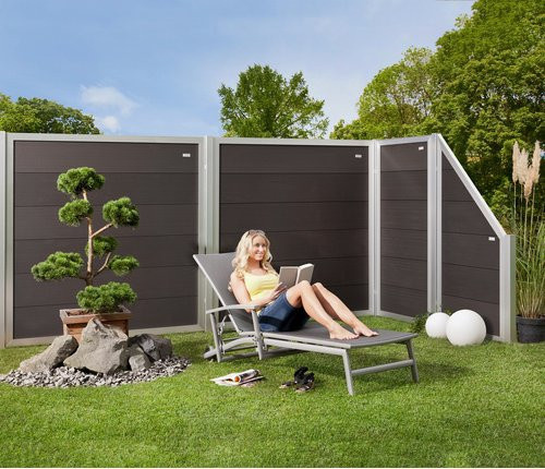 Mr. GARDENER Abschlusselement Moglia aus WPC und Aluminium in Grau, H x B: 180 x 90 cm - Bild 1