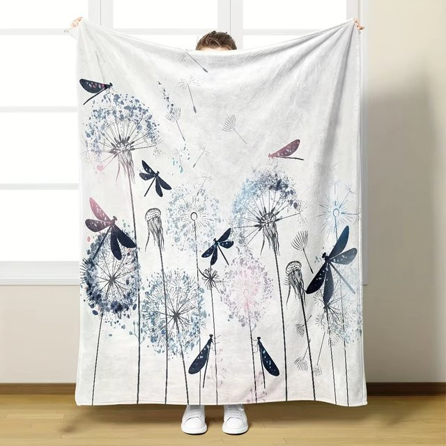 VIKAMA Dandelion Dragonfly Decke mit floralem Design, Multicolor, B/T: 150 x 240 cm - Bild 1