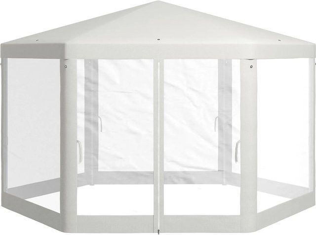 Furnicato Gartenpavillon 6-eckig mit Metallgestell und Polyester-Dach in Beige, B/T/H: 341,2 x 341,2 x 250 cm - Bild 1