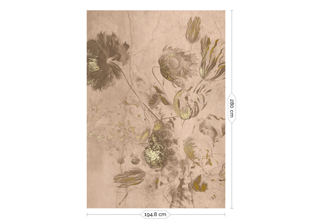 KEK Amsterdam Mural Fresco Flowers Uyterlinde Wandtattoo in Nude mit floralem Vintage-Design, Breite: 195 cm - Bild 2