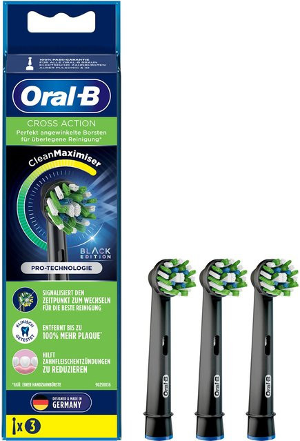 Oral-B Aufsteckbürsten CrossAction Black Edition, 3 Stück - Bild 1
