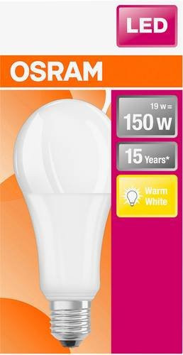 Osram LED Leuchtmittel E27 A60 Glühbirnenform, 19 W entspricht 150 W, Warmweiß, 2452 Lumen, Höhe: 12,9 cm, Durchmesser: 6,8 cm - Bild 1