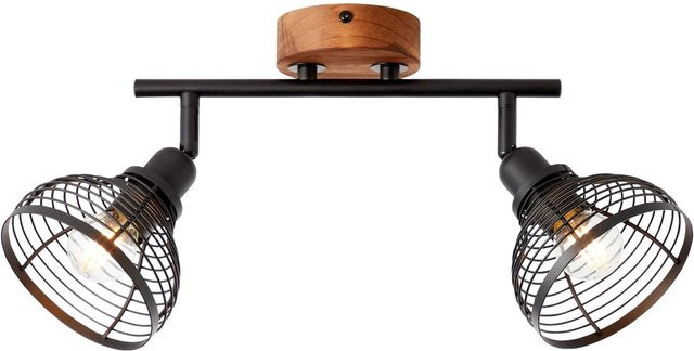 Brilliant Avia Spotrohr Deckenlampe 2-flammig in Schwarz und Holz aus Metall und Holz mit E14 Fassung - Bild 1