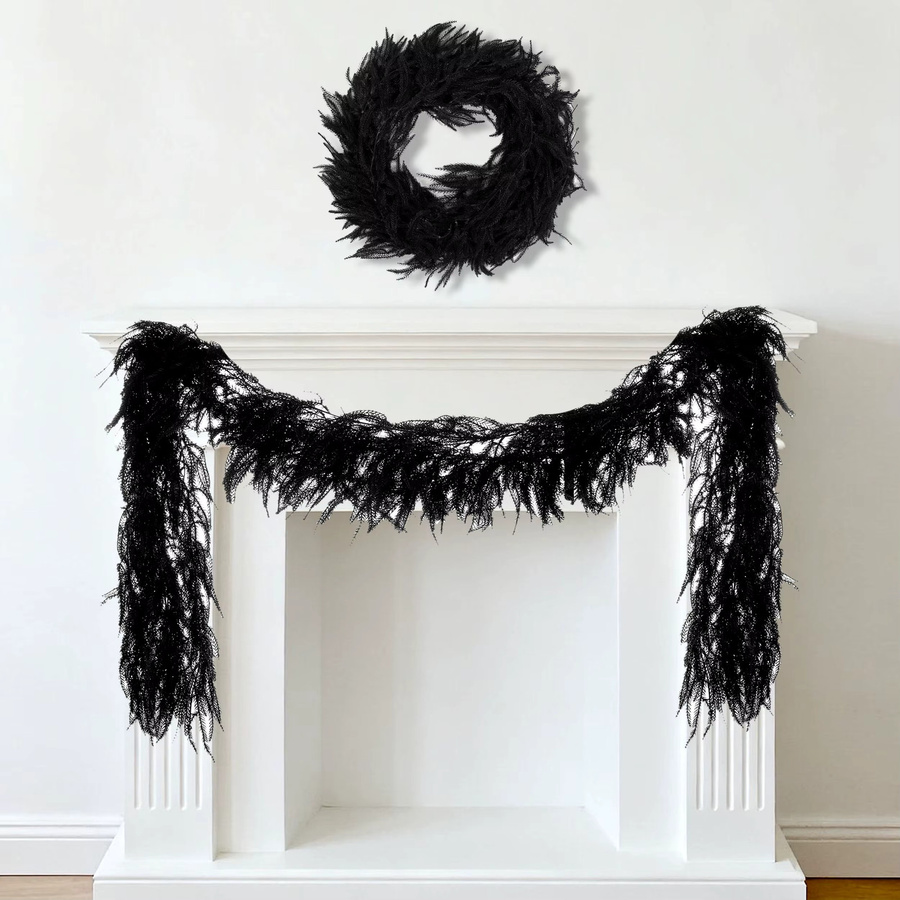 Sinsoledad Künstliche Schwarze Kieferngirlande für Halloween und Party Dekoration, Länge: 182,88 cm - Bild 3