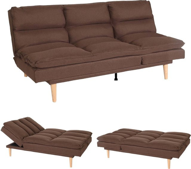 Schlafsofa MCW M79 mit Schlaffunktion in Braun aus Stoff - Bild 1