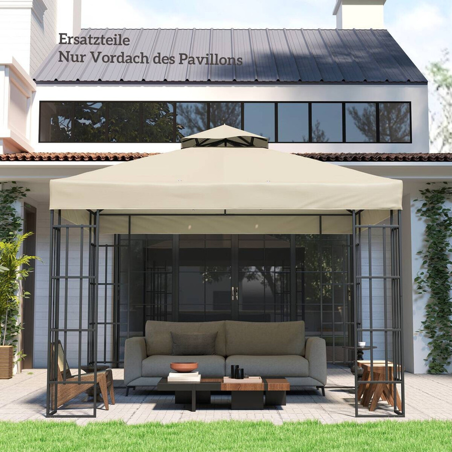 Outsunny Ersatzdach für Pavillon aus Oxford-Stoff, wasserabweisend, Cremeweiß, B/H/T: 300 x 1 x 300 cm - Bild 5
