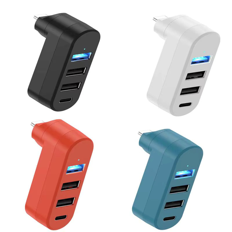 OULLX 4-Port USB-C Hub mit 180 Grad drehbarer Funktion, USB 3.0 und USB 2.0 Datenübertragung, Lade-Dockingstation für Laptop und Smartphone, Weiß - Bild 2