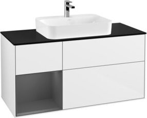 V&B Waschtischunterschrank Finion mit LED-Wandbeleuchtung, Weiß lackiert, Breite: 120 cm - Bild 1