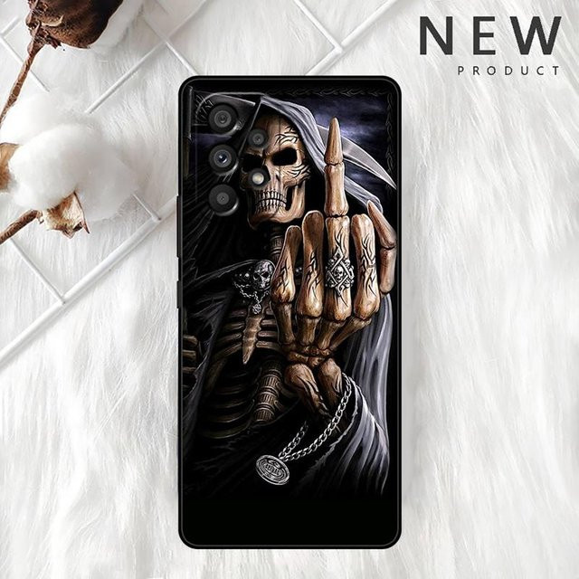 Handyhülle Sensenmann Totenkopf für Samsung Galaxy A54 A53 A52 A34 A33 A23 A21s A14 5G A13 A12 A71 in Schwarz - Bild 1
