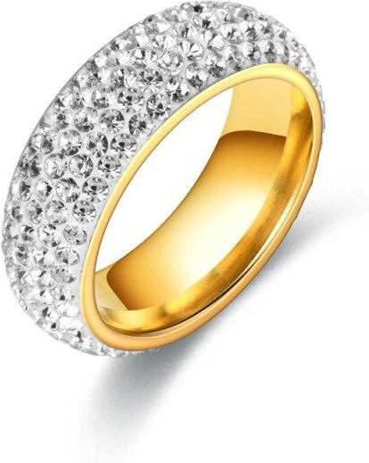 YIRAN Jewelry Ring Edelstahl, Kristall, Gold, Unisex - Bild 1