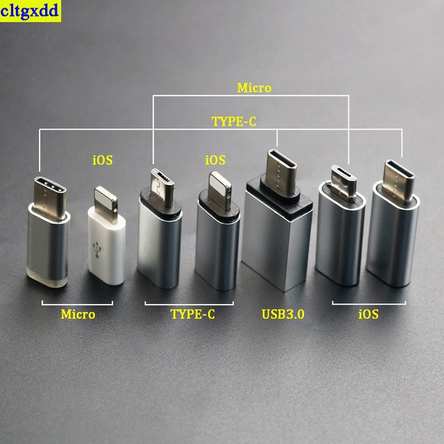 Cltgxdd Micro-USB-Konverter-Adapter Typ C auf Micro-USB für iPhone und Samsung in Silber - Bild 1