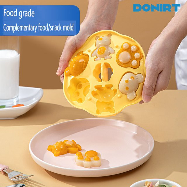 Donirt Silikon Backform in Katzenpfoten-Design für Babybeikost und Gebäck, Weiß - Bild 1