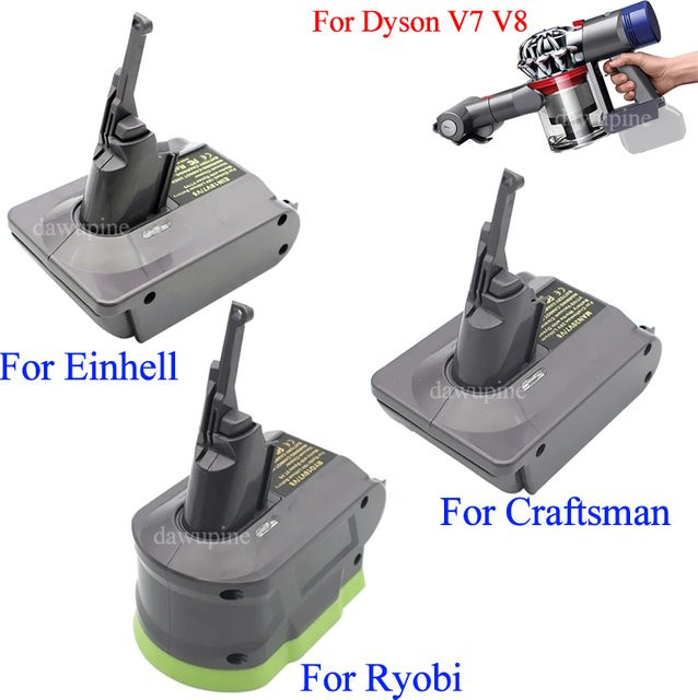 dawupine Lithium-Batterie-Adapter-Konverter für Einhell, Ryobi und Craftsman 18 V Akkus sowie Dyson V7 und V8 Staubsauger - Bild 1