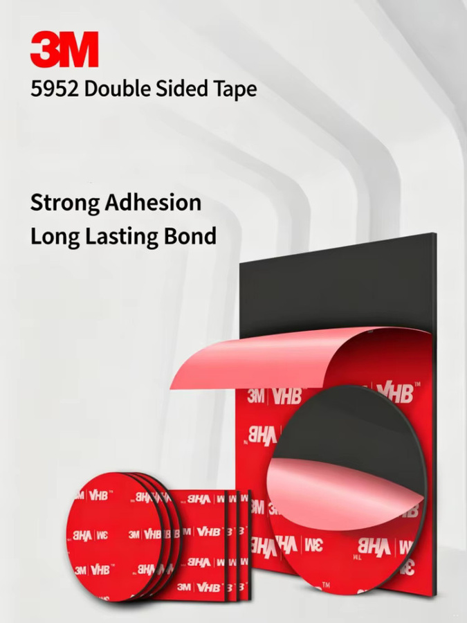 3M VHB 5952 Doppelseitiges Schaumklebeband Schwarz, 5 Stück hochviskoses Spezialklebeband für Automobilanwendungen - Bild 5