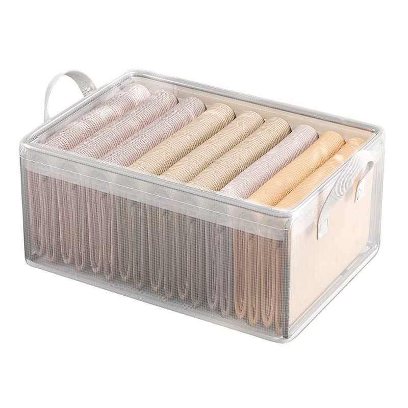 Meltset Aufbewahrungskorb aus transparentem PVC mit Edelstahlrahmen als wasserdichter Organizer für Kleidung und Unterwäsche - Bild 2