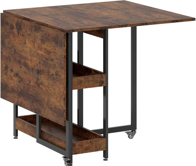 HOMCOM Esstisch aus Spanplatte und Metall in Rustikal-Braun mit Klappfunktion, B: 80 cm, T: 133,4 cm, H: 75 cm - Bild 1