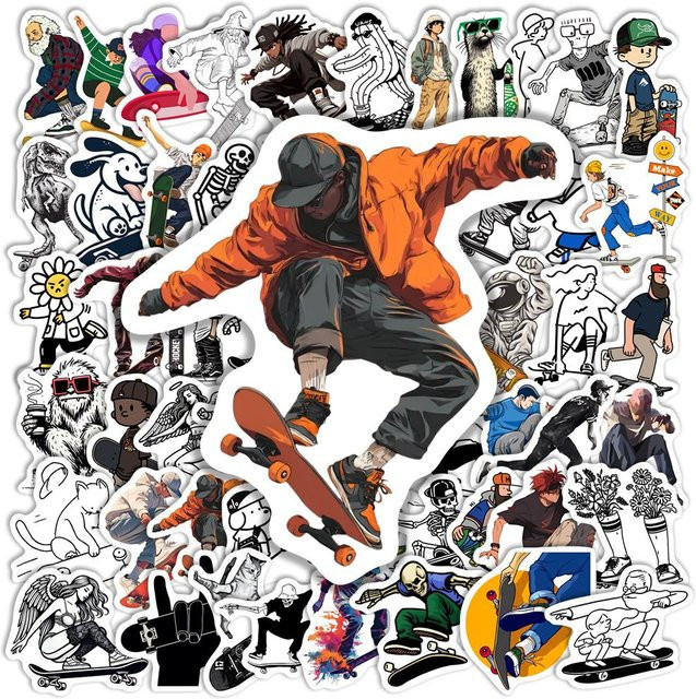 Wasserdichte Cartoon Skateboard Aufkleber von A Family Of Home Textiles in Multicolour für Laptop, Gepäck und Flaschen - Bild 1