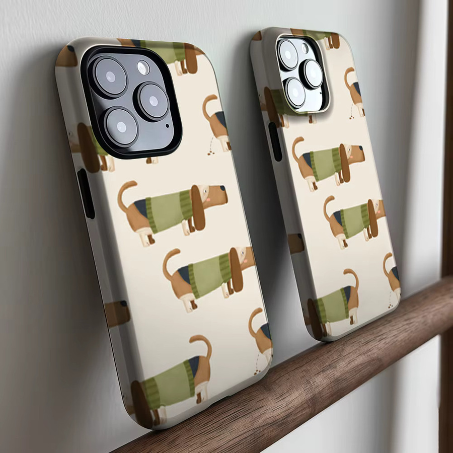 CaseLumi Matte Bumper MagSafe Schutzhülle für iPhone 17 16 15 14 13 Pro Max mit Dackel im Pullover Motiv, Stoßfeste PC-Hülle, Mehrfarbig - Bild 2