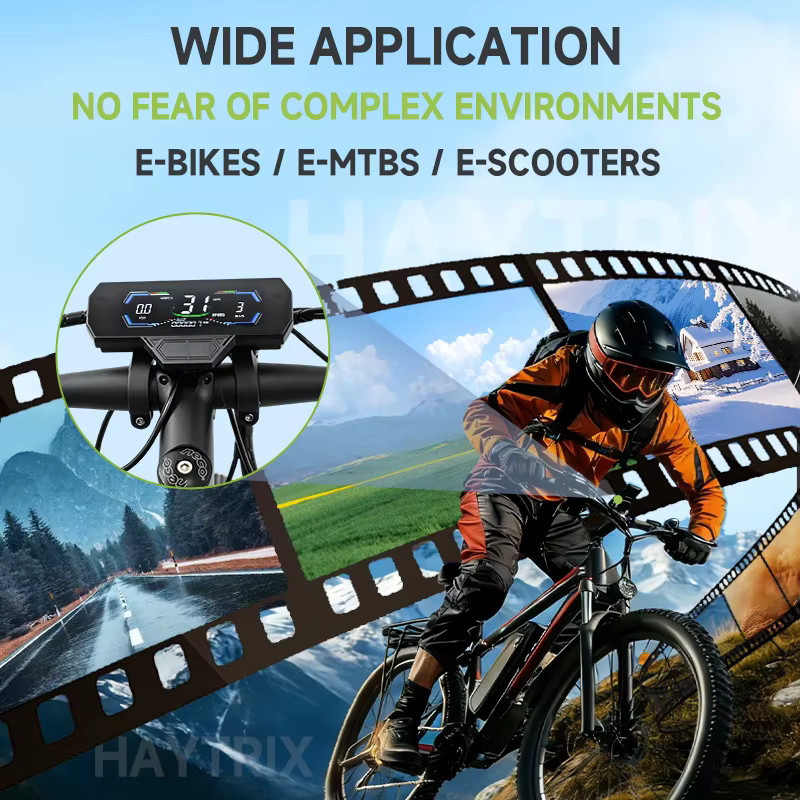 H3C Fahrradcomputer UART2 E-Bike Kilometerzähler, wasserdicht, Schwarz - Bild 4