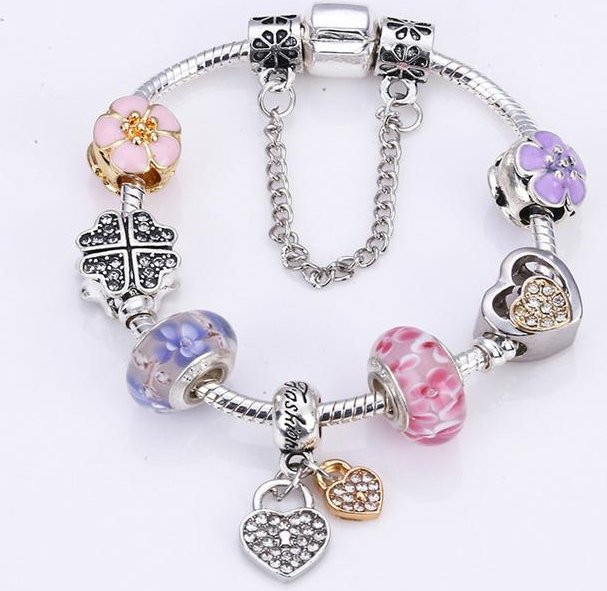 Allbestart Charm-Armband, Schlangenkette, Kristall, Silber, Kinder, Frauen, 18cm - Bild 1