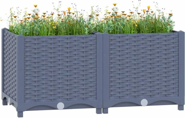 Hochbeet furnicato aus Polypropylen in Grau, B/T/H: 80 x 40 x 38 cm - Bild 1