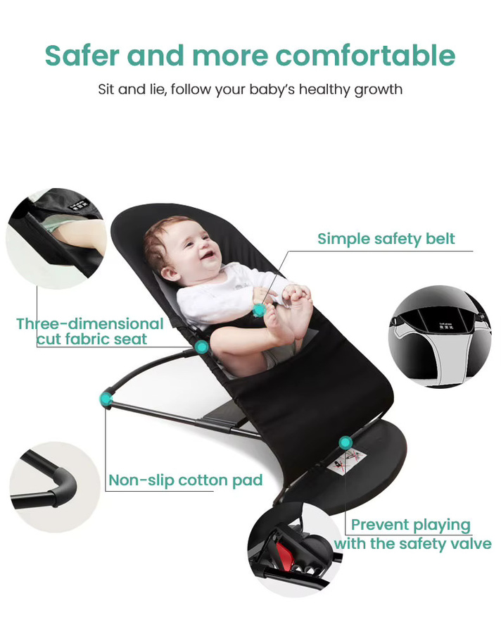Tragbare Babyschaukel und Babywippe in Schwarz - Bild 4