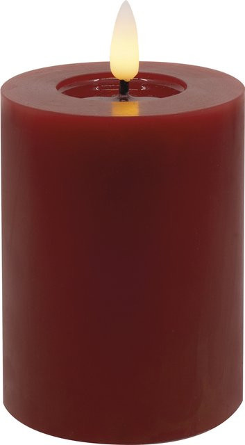 Rote LED Stumpenkerze WINTER aus Echtwachs mit Timer, Höhe: 10,0 cm, Breite: 7,5 cm - Bild 1