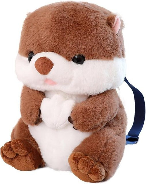 Otter Hält Muschel Plüsch Rucksack, Plüschtier Puppe, kamelfarben, ab 14 Jahren - Bild 1