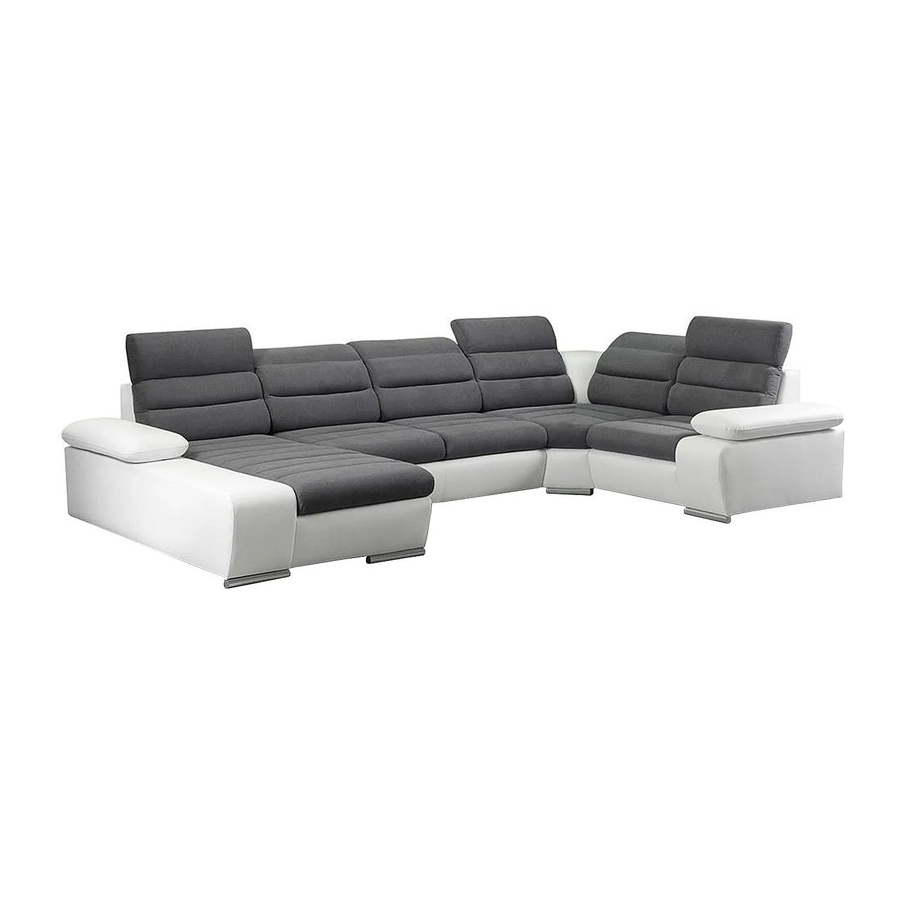 Vente-unique Schlafsofa Boileau in Grau und Weiß mit L-Form und Schlaffunktion, Breite: 362 cm - Bild 2