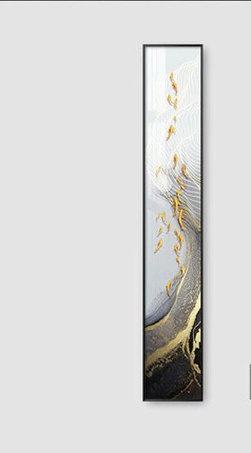 TPFLiving XXL Riesen Luxus Poster Leinwand Abstrakte Strukturen in Weiß, Blau, Grau, Gold, ohne Rahmen, B: 30 cm, H: 120 cm - Bild 1