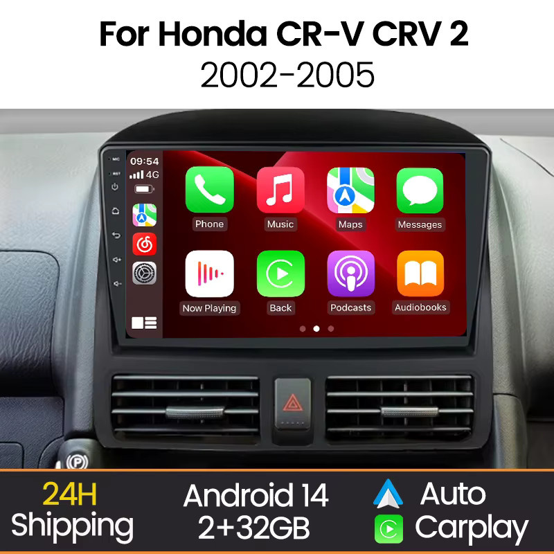 STRONGNAVI 2 DIN 9 Zoll Autoradio Stereo Multimedia-Player für Honda CR-V 2001-2006 mit kabellosem CarPlay, Android Auto, GPS und Bluetooth in Schwarz - Bild 2