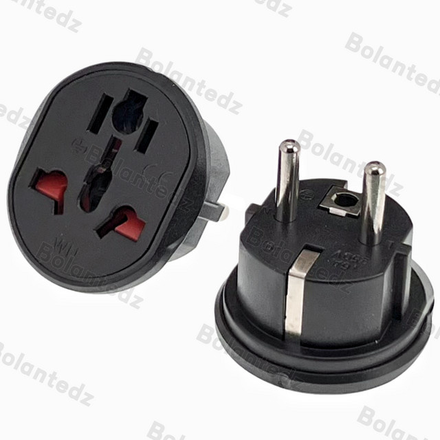 Bolantedz Universal Reiseadapter Multifunktion für UK EU US AU zu Euro Schuko Typ-F Konverter 16A in Schwarz oder Weiß - Bild 1