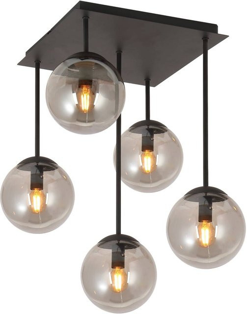 POCOline Deckenleuchte Space in Schwarz mit Glas, B/H/T: 40 x 50 x 40 cm, E14, 5 Fassungen - Bild 1