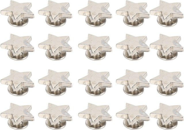 20 Stück Sternform Nietennieten von Igeteck in Silber und Weiß zur Dekoration von Kleidung und Schuhen inklusive Schrauben - Bild 1