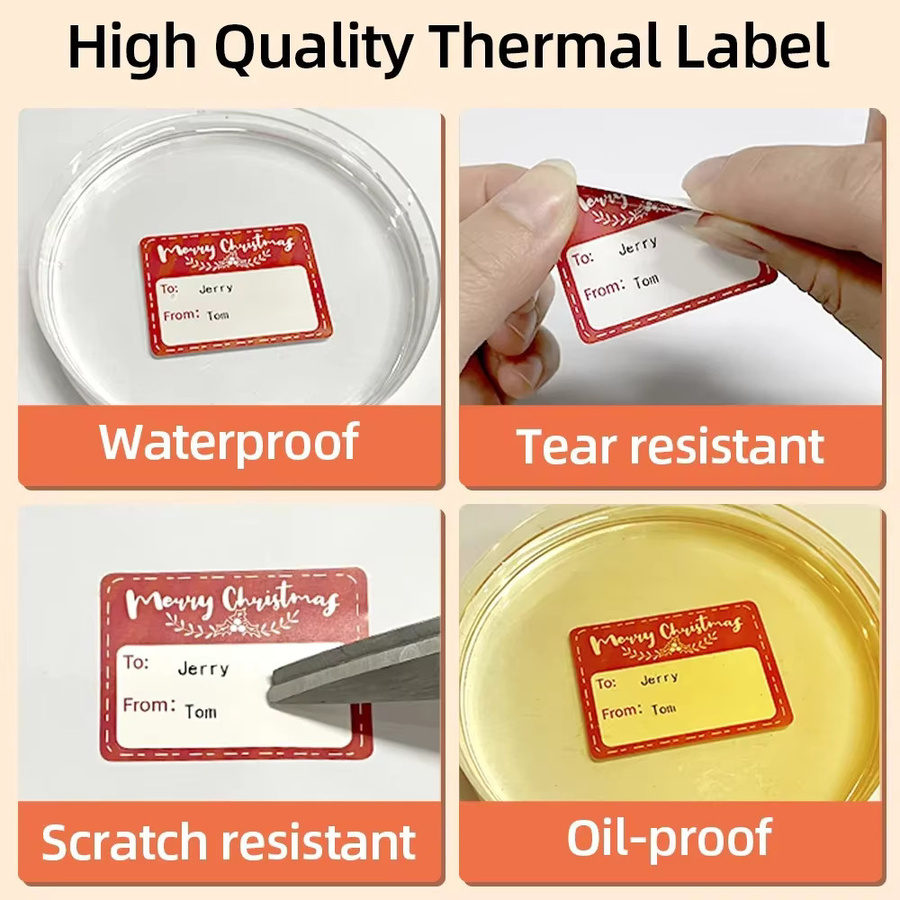 Phomemo Thermoetiketten-Set, 690 Stück in 3 Rollen, weiß, wasserfeste selbstklebende Etiketten für Phomemo M110 M200 M220 Drucker - Bild 2
