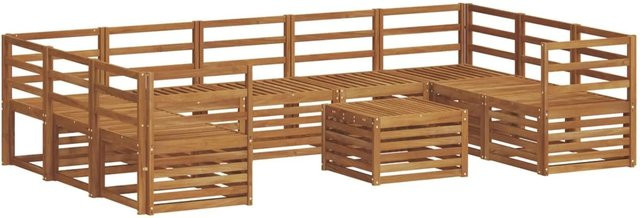 vidaXL Gartenmöbel Set 10-teilig aus Massivholz Akazie in Braun, U-Form mit Tisch, Ecksofas und Mittelsofas - Bild 1