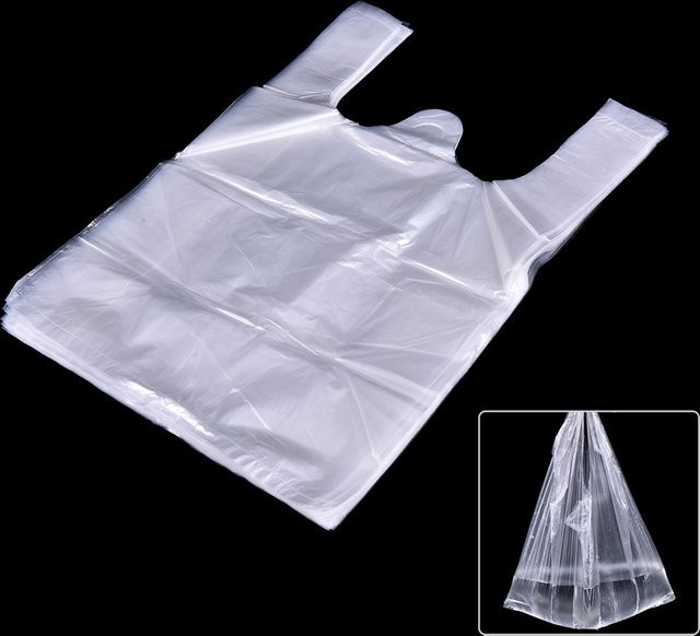 52 Stück Kunststoff T-Shirt Einkaufstaschen mit Griffen, transparent, B: 20 cm, H: 30 cm - Bild 1