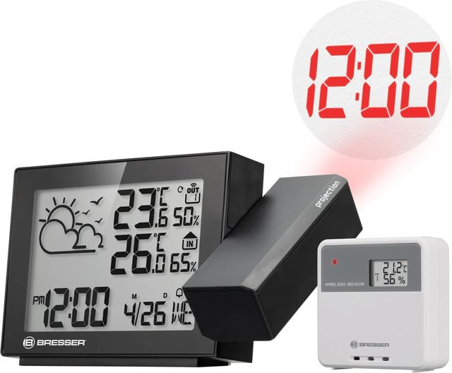 Bresser Funk-Wetterstation MeteoTemp P mit Projektion in Schwarz - Bild 1